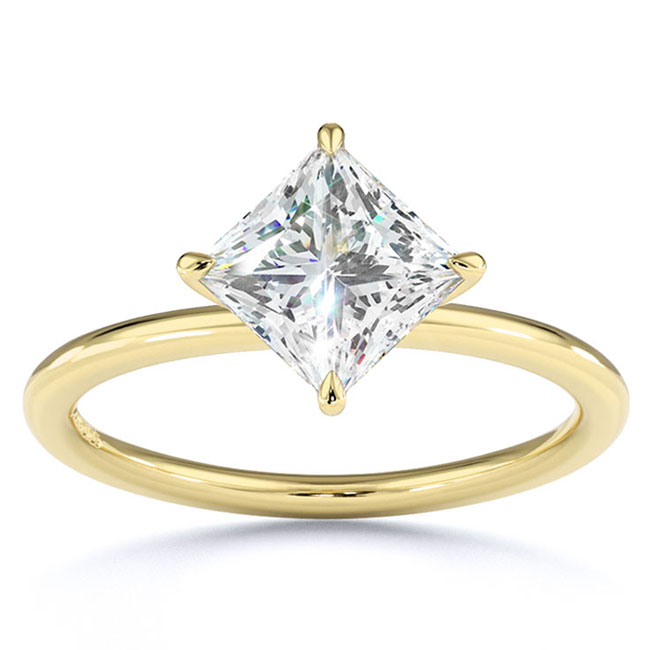 Princess Cut Yellow Gold Lab Diamond Engagement Rings
