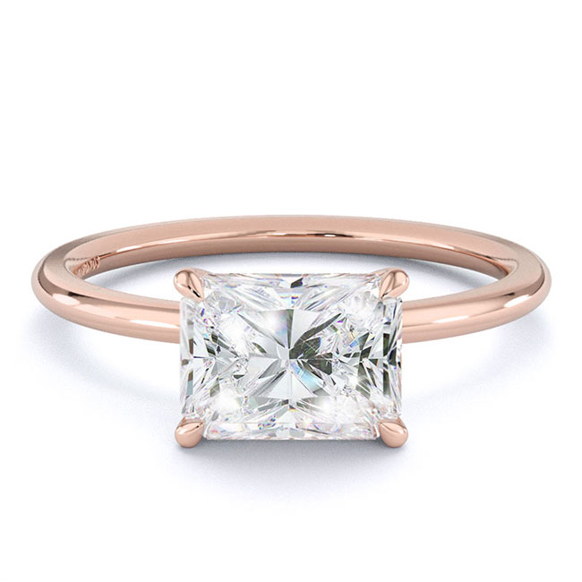 Radiant Cut Rose Gold Lab Diamond Engagement Rings
