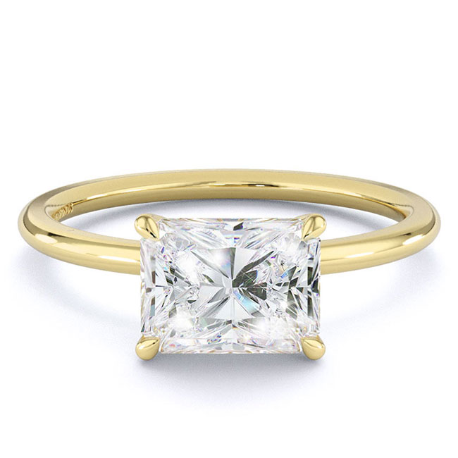 Radiant Cut Yellow Gold Lab Diamond Engagement Rings