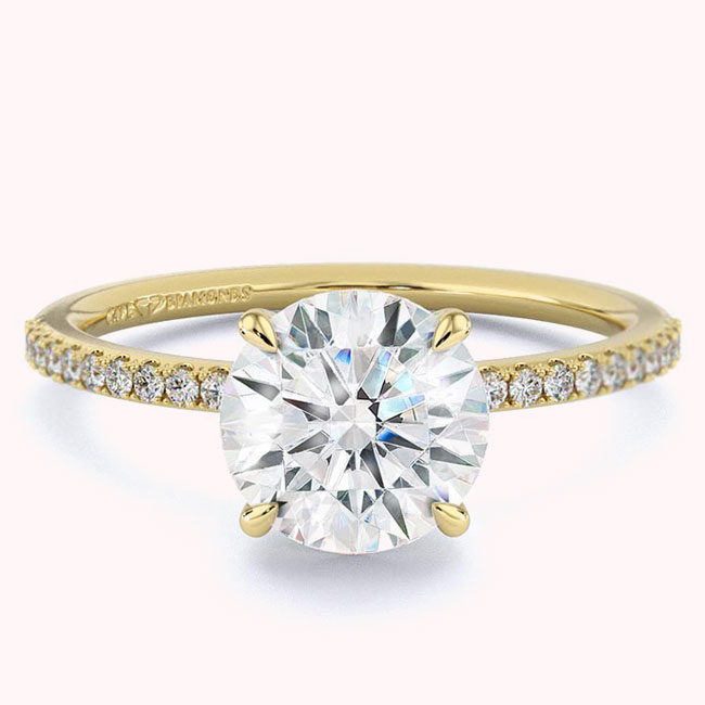 Round Cut Yellow Gold Lab Diamond Engagement Rings