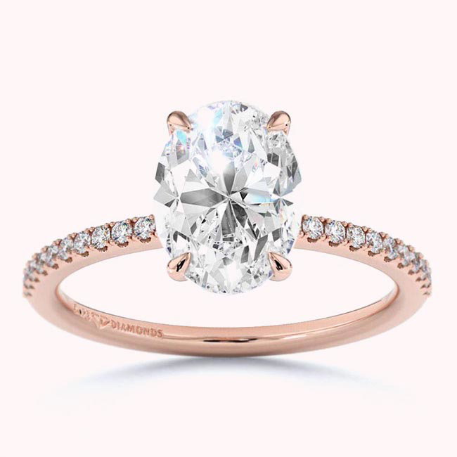 Side Stone Rose Gold Lab Diamond Engagement Rings