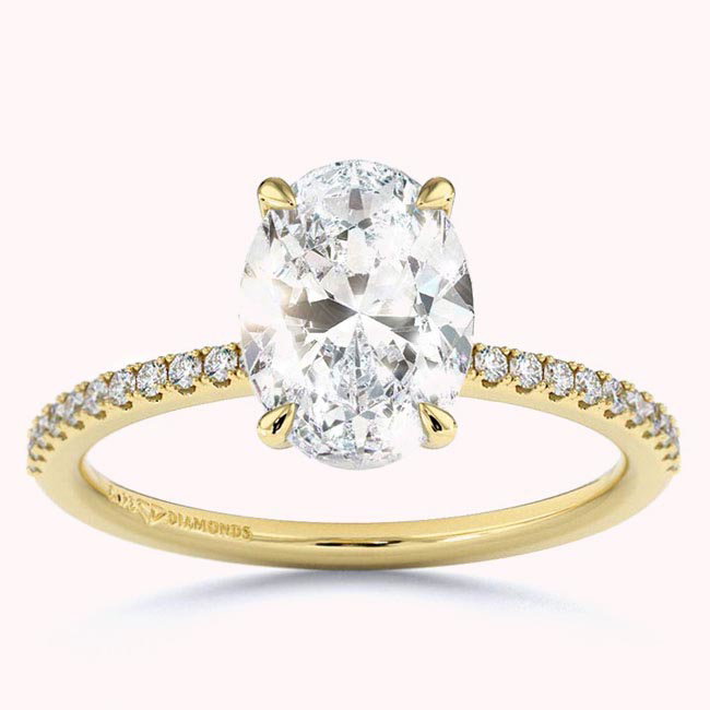 Side Stone Yellow Gold Lab Diamond Engagement Rings