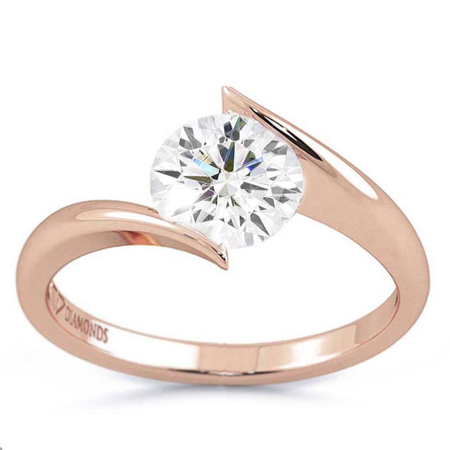 Split Band Rose Gold Lab Diamond Engagement Rings