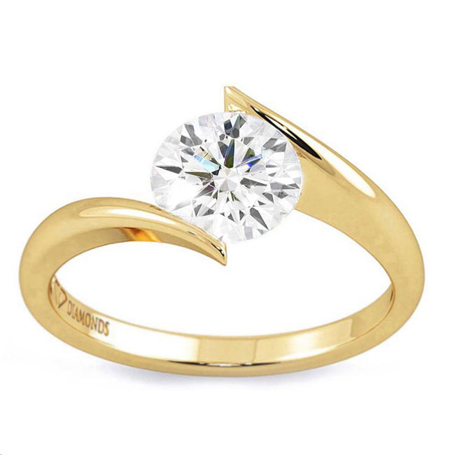 Split Band Yellow Gold Lab Diamond Engagement Rings