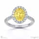 yellow natural diamond oval halo engagement ring white gold with 18k white gold metal and oval shape diamond
