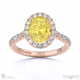 yellow lab grown diamond oval halo engagement ring rose gold with 18k rose gold metal and oval shape diamond
