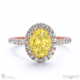 yellow lab grown diamond oval halo engagement ring rose gold with 18k rose gold metal and oval shape diamond
