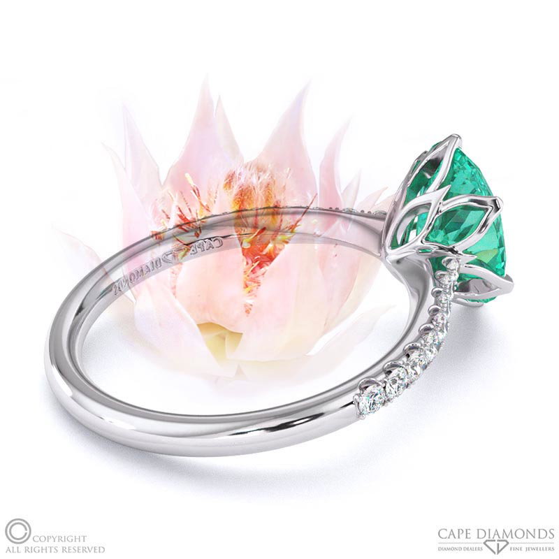 Blushing Bride Fynbos Tourmaline Oval Side Stone Engagement Ring White Gold