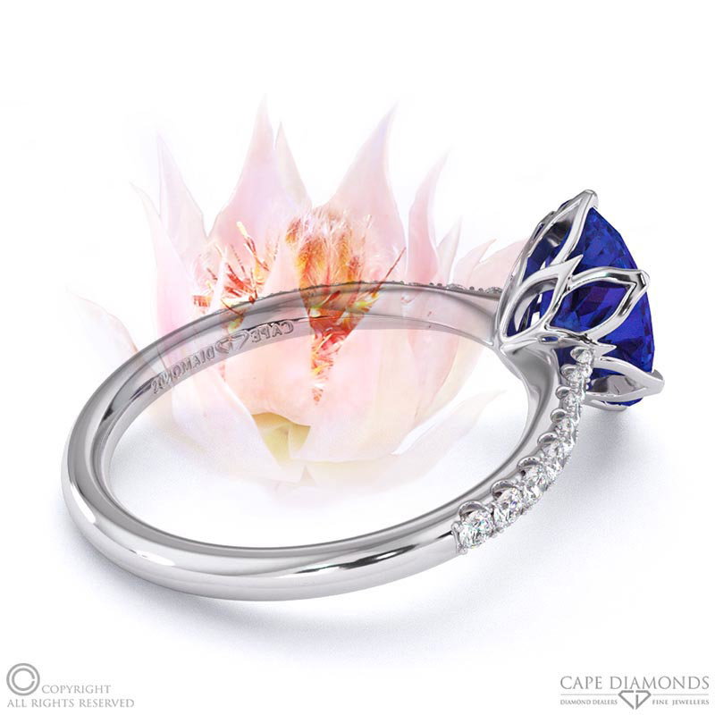 Blushing Bride Fynbos Tanzanite Oval Side Stone Engagement Ring White Gold