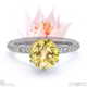 blushing bride fynbos yellow natural diamond round side stone engagement ring white gold with 9k white gold metal and round shape diamond