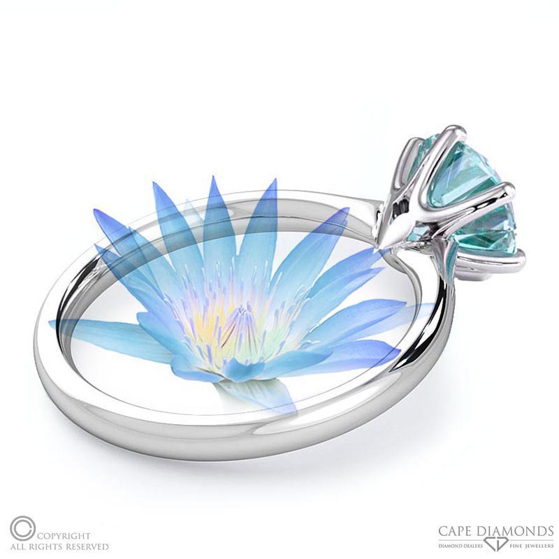 Water Lily Aquamarine Solitaire Engagement Ring White Gold