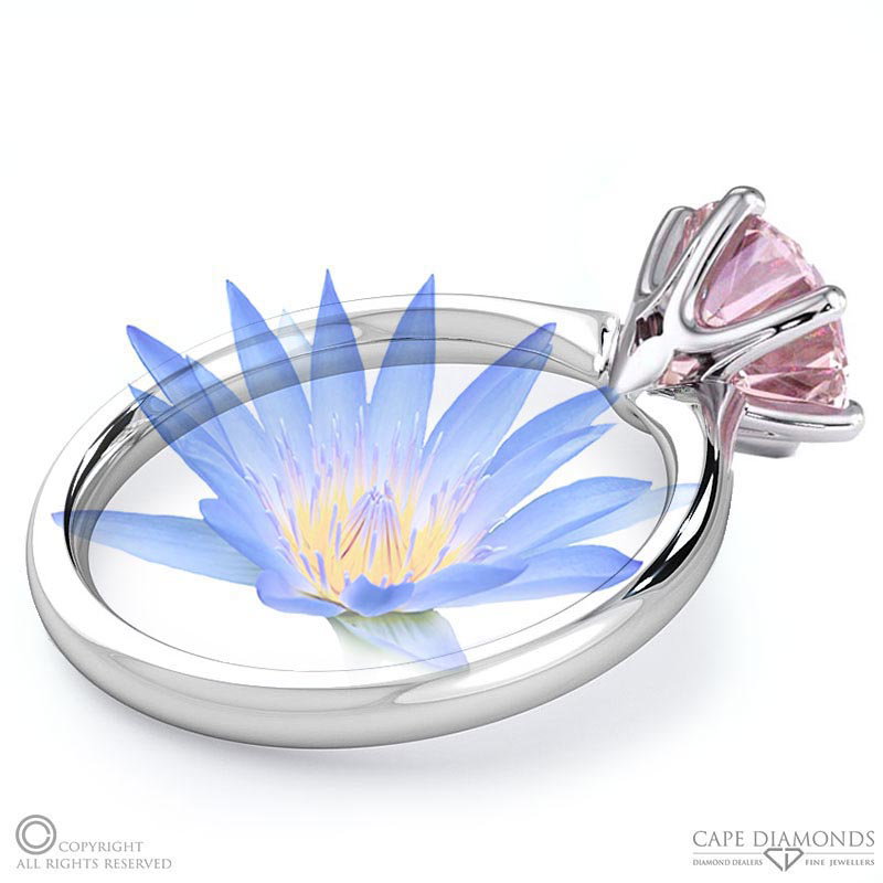 Water Lily Morganite Solitaire Engagement Ring White Gold