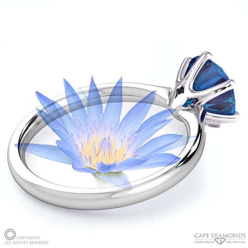 Water Lily Sapphire Solitaire Engagement Ring White Gold
