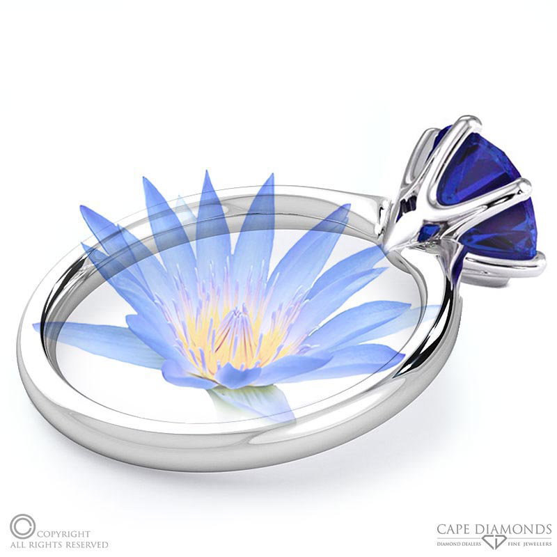 Water Lily Tanzanite Solitaire Engagement Ring White Gold