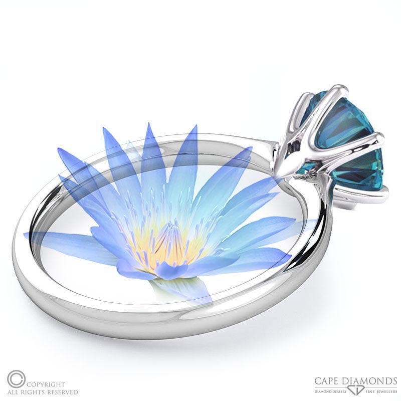 Water Lily Alexandrite Solitaire Engagement Ring White Gold