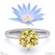 water lily yellow lab grown diamond solitaire engagement ring platinum with platinum metal and round shape diamond
