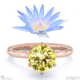 water lily yellow lab grown diamond solitaire engagement ring rose gold with 18k rose gold metal and round shape diamond