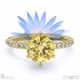 water lily yellow natural diamond side stone engagement ring yellow gold with 18k yellow gold metal and round shape diamond