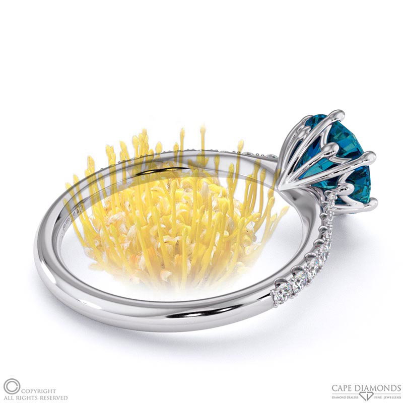 Pin Cushion Fynbos Alexandrite Side Diamond Engagement Ring White Gold