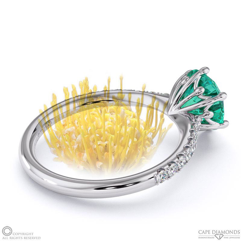 Pin Cushion Fynbos Tourmaline Side Diamond Engagement Ring White Gold