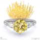 pin cushion yellow lab grown diamond round pear trilogy engagement ring white gold with 9k white gold metal and round shape diamond