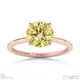 yellow lab grown diamond round solitaire claw engagement ring rose gold with 18k rose gold metal and round shape diamond