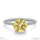 yellow natural diamond round side stone claw engagement ring white gold with 9k white gold metal and round shape diamond