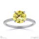 yellow natural diamond round side stone claw engagement ring white gold with 9k white gold metal and round shape diamond