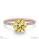 yellow lab grown diamond round side stone claw engagement ring rose gold with 9k rose gold metal and round shape diamond