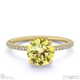 yellow lab grown diamond round side stone claw engagement ring yellow gold with 9k yellow gold metal and round shape diamond