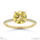 yellow lab grown diamond round side stone claw engagement ring yellow gold with 9k yellow gold metal and round shape diamond