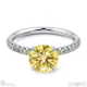 yellow lab grown diamond cat claw round side stone engagement ring white gold with 18k white gold metal and round shape diamond