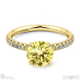 yellow lab grown diamond cat claw round side stone engagement ring yellow gold with 9k yellow gold metal and round shape diamond