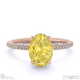 yellow lab grown diamond oval side stone claw engagement ring rose gold with 9k rose gold metal and oval shape diamond