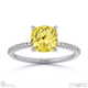 yellow lab grown diamond cushion side stone claw engagement ring white gold with 9k white gold metal and cushion shape diamond
