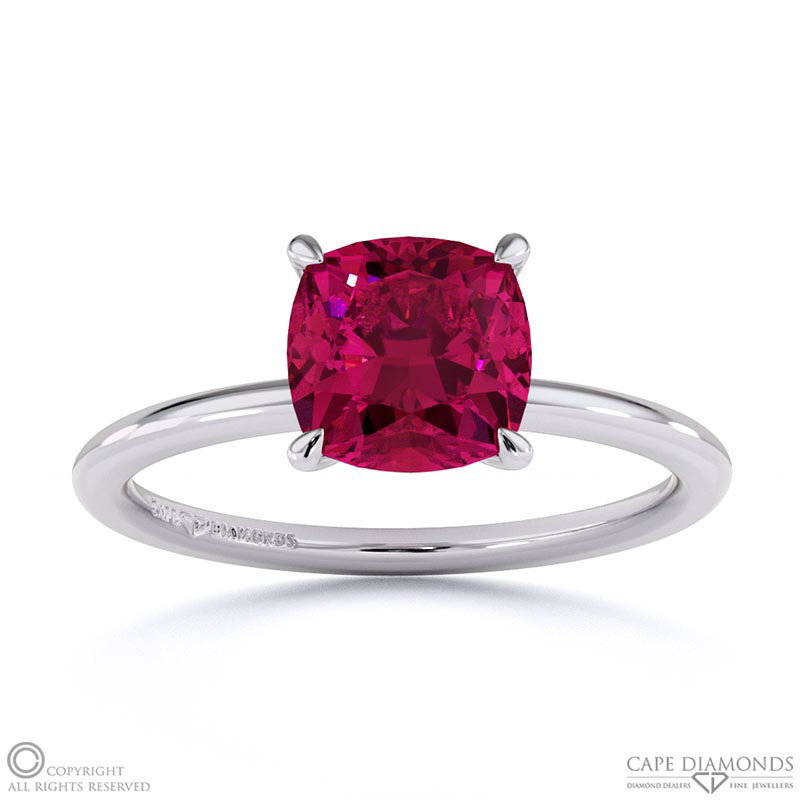 Spinel Cushion Solitaire Claw Engagement Ring White Gold
