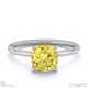 yellow lab grown diamond cushion solitaire claw engagement ring white gold with 9k white gold metal and cushion shape diamond