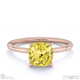 yellow natural diamond cushion solitaire claw engagement ring rose gold with 9k rose gold metal and cushion shape diamond