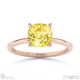 yellow natural diamond cushion solitaire claw engagement ring rose gold with 9k rose gold metal and cushion shape diamond