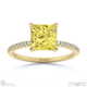 yellow lab grown diamond princess side stone claw engagement ring yellow gold with 9k yellow gold metal and princess shape diamond