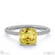 yellow lab grown diamond asscher side stone claw engagement ring white gold with 9k white gold metal and asscher shape diamond