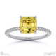 yellow lab grown diamond asscher side stone claw engagement ring white gold with 9k white gold metal and asscher shape diamond