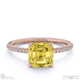 yellow lab grown diamond asscher side stone claw engagement ring rose gold with 9k rose gold metal and asscher shape diamond