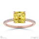 yellow lab grown diamond asscher side stone claw engagement ring rose gold with 9k rose gold metal and asscher shape diamond