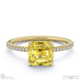 yellow lab grown diamond asscher side stone claw engagement ring yellow gold with 9k yellow gold metal and asscher shape diamond