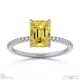 yellow lab grown diamond emerald side stone claw engagement ring white gold with 18k white gold metal and emerald shape diamond