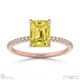 yellow lab grown diamond emerald side stone claw engagement ring rose gold with 9k rose gold metal and emerald shape diamond