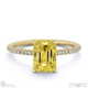 yellow lab grown diamond emerald side stone claw engagement ring yellow gold with 9k yellow gold metal and emerald shape diamond