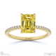 yellow lab grown diamond emerald side stone claw engagement ring yellow gold with 9k yellow gold metal and emerald shape diamond