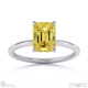 yellow lab grown diamond emerald solitaire claw engagement ring white gold with 9k white gold metal and emerald shape diamond